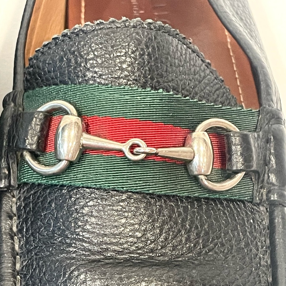 Gucci Leather Drivers, web& horsebit accents, black, silver, M8/W10, EUC - Picture 15 of 15